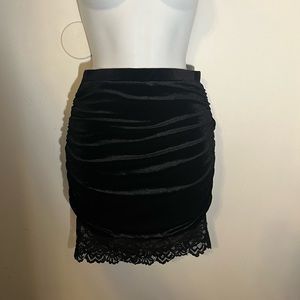Black bodycon skirt with lace trim